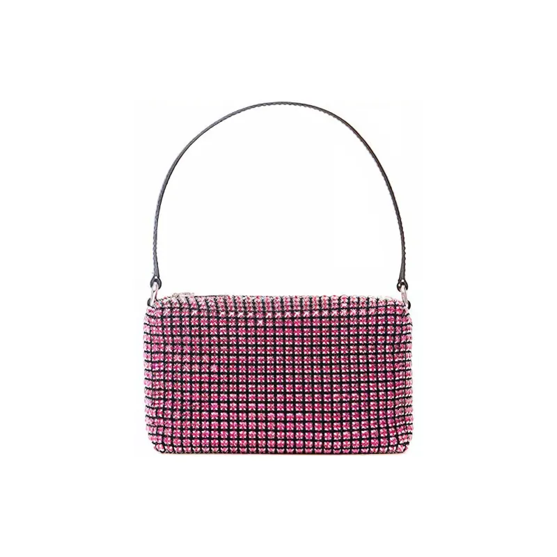 Alexander Wang Heiress Cow Leather Patchwork With Fabric Shoulder Bag Clutch Women's Peach Pink-0