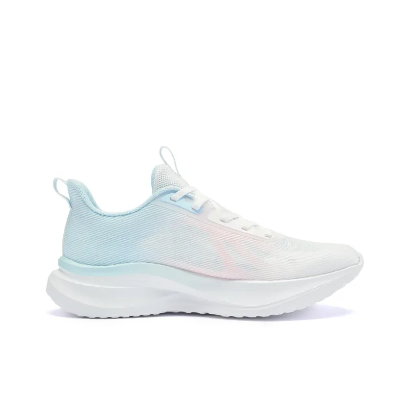 QIAODAN Cushioned Breathable Slip Resistant Low Top City Commute Sprint Running Shoes Women's White Pink Blue-1