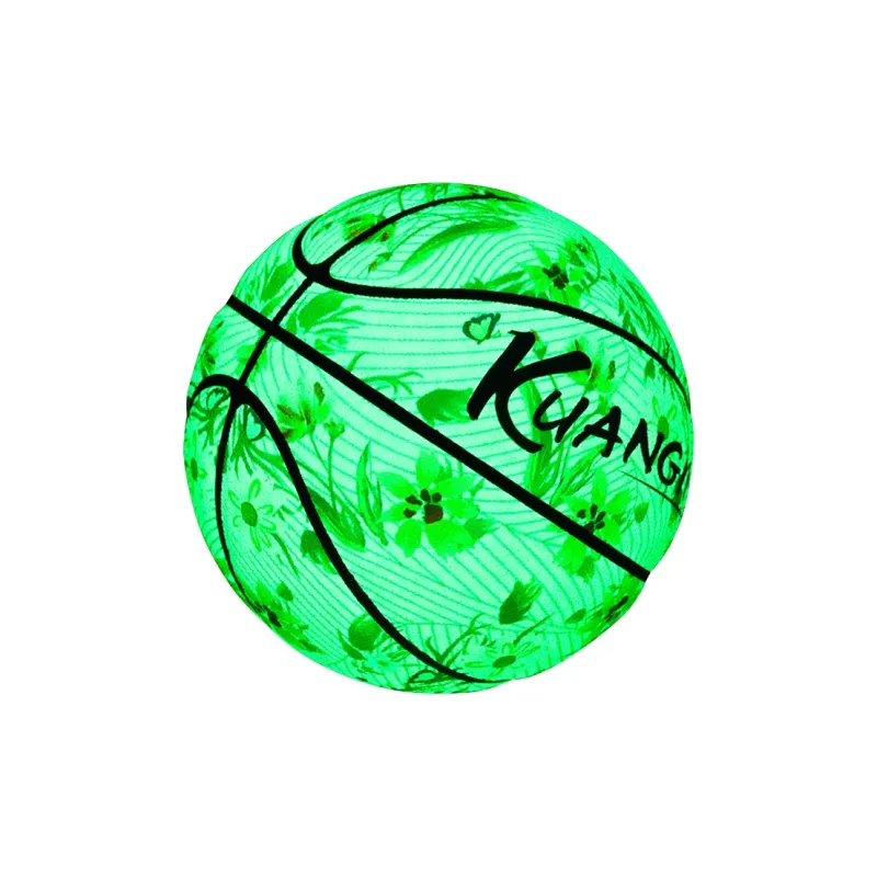 Kuangmi PU Basketball White Green Size 7 Ball Glow In The Dark Unisex-5