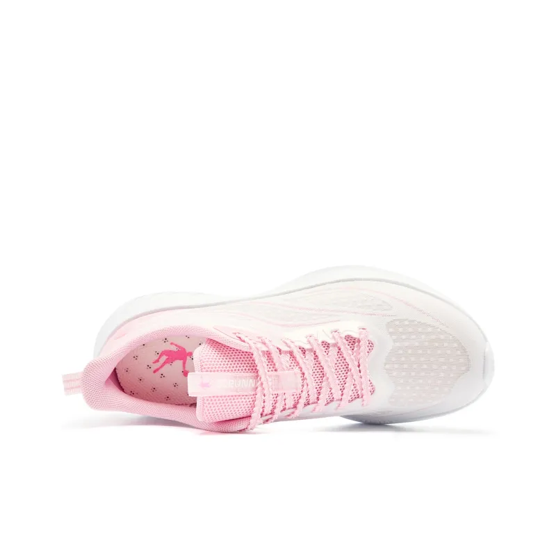 QIAODAN Cushioned Slip Resistant Abrasion Resistant Low Top Casual Running Shoes Women's White Pink-4