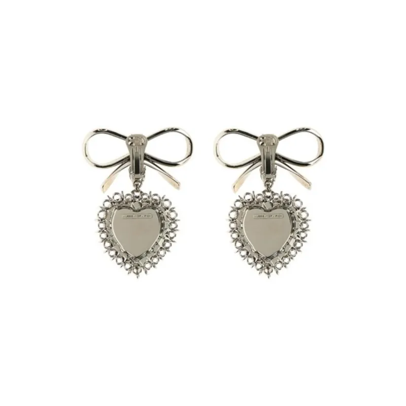 Alessandra Rich Pendant Heart Bow Earrings-1