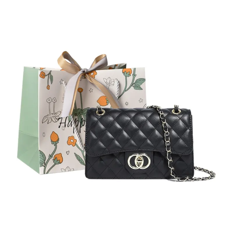 Yalu PU Shoulder Bag, Crossbody Bag, Small Square Bag Regular Women's Ecru/Black-2