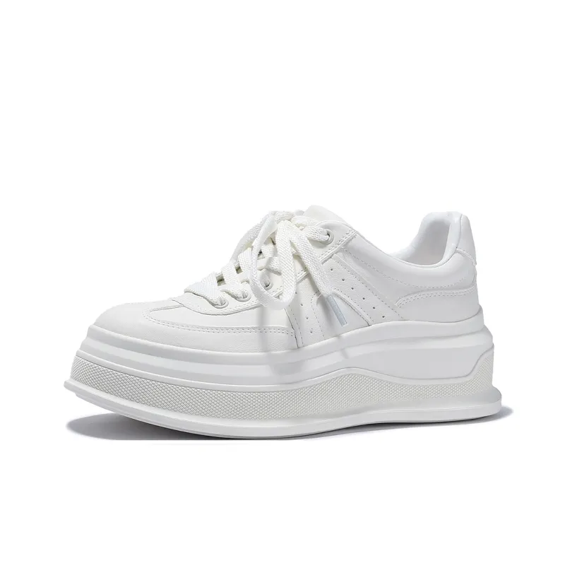 SELAIYA Low Top Skateboard Shoes Women's White-1