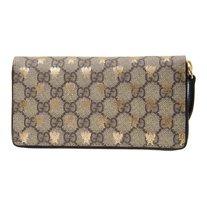 GUCCI Canvas With Leather Wallet Unisex Ebony/Black-2