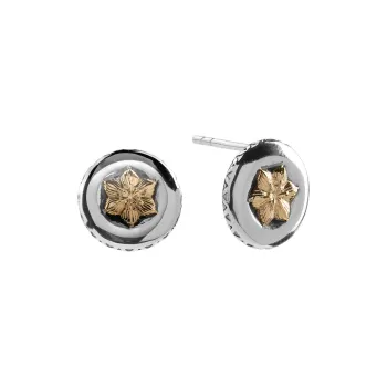 Ah Bo Ci De 925 Sterling Silver With 18K Gold Stud Earrings Unisex