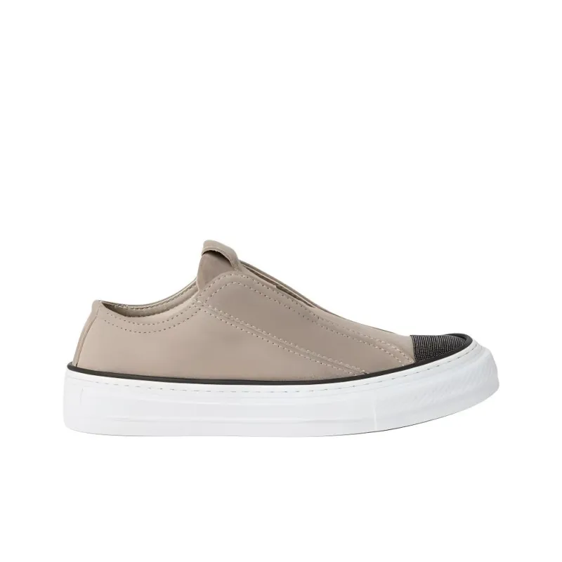 Brunello Cucinelli Low Top Skateboard Shoes Women's Light Gray-1