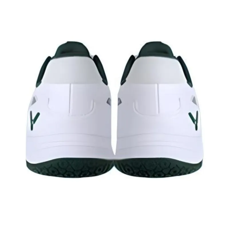VICTOR Cushioned Slip Resistant Abrasion Resistant Low Top Badminton Shoes Unisex White Green-3