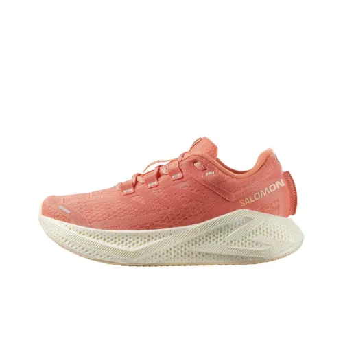 SALOMON Aero Glide Cushioning Low Top Running Shoes Women's Peach Pink
