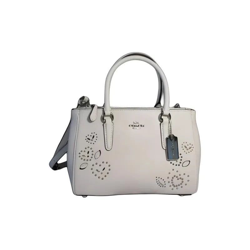 COACH Surrey Twill Leather Tote Bag Shopping Bag Handbag Shoulder Bag Crossbody Bag Medium Size Women's Chalk White-1