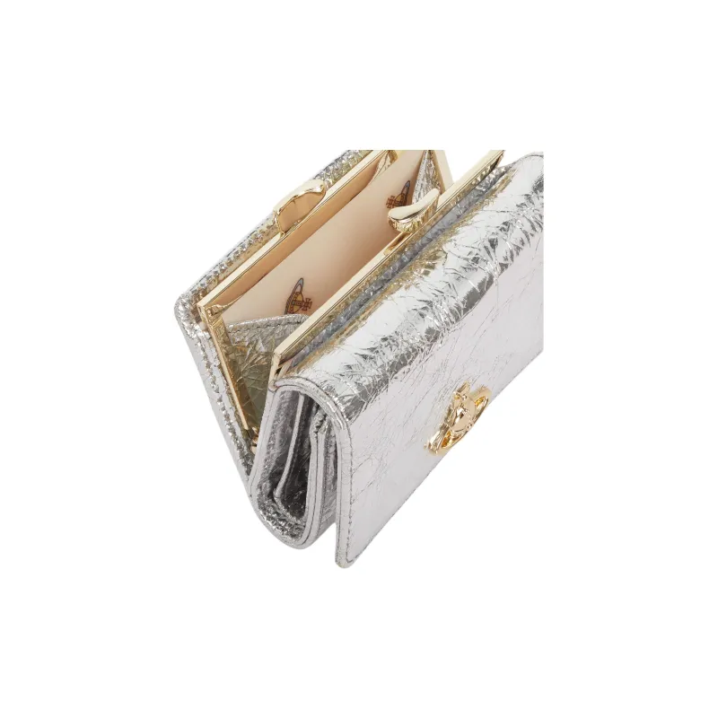 Vivienne Westwood Leather Wallet Trumpets Women's Silver-3
