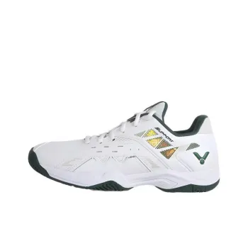 VICTOR Cushioned Slip Resistant Abrasion Resistant Low Top Badminton Shoes Unisex White Green
