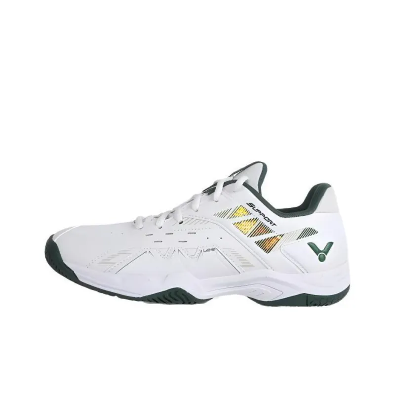 VICTOR Cushioned Slip Resistant Abrasion Resistant Low Top Badminton Shoes Unisex White Green-0