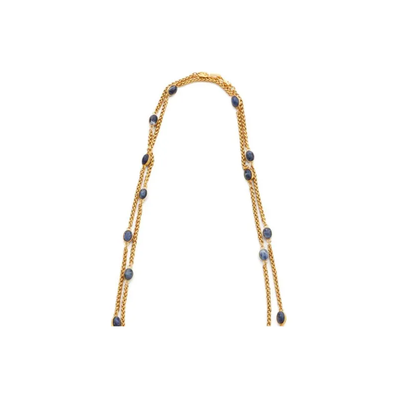 CHANEL 1995 Cabochon Stone Chain Necklace-2