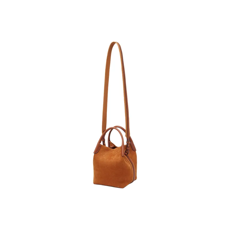 Loro Piana Calfskin Bucket Bag, Shoulder Bag, Crossbody Bag, Handbag Small Size Women's Orange Brown-1