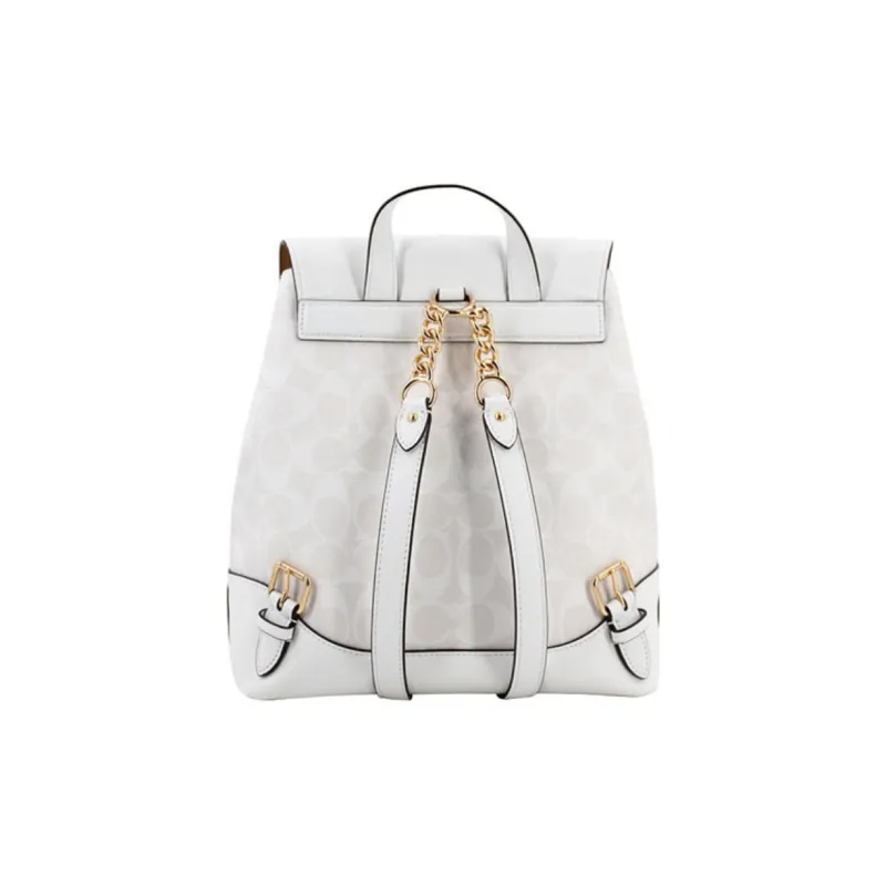 COACH Elle Artificial Leather Backpack Medium Size Women's White-2