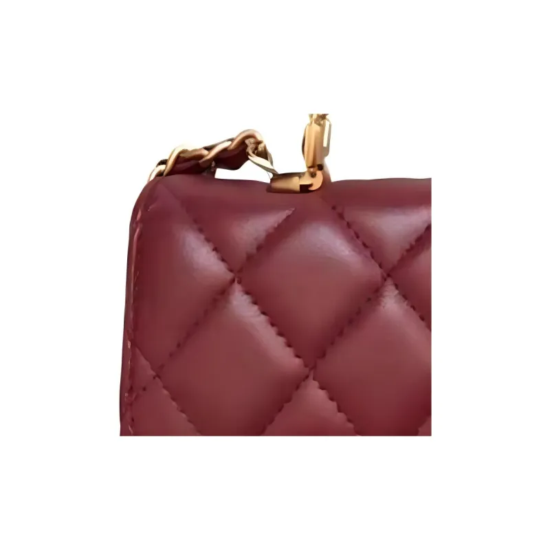 CHANEL Gold Metal With Lambskin Kelly Bag, Shoulder Bag, Crossbody Handbag Tubas Women's Burgundy-3