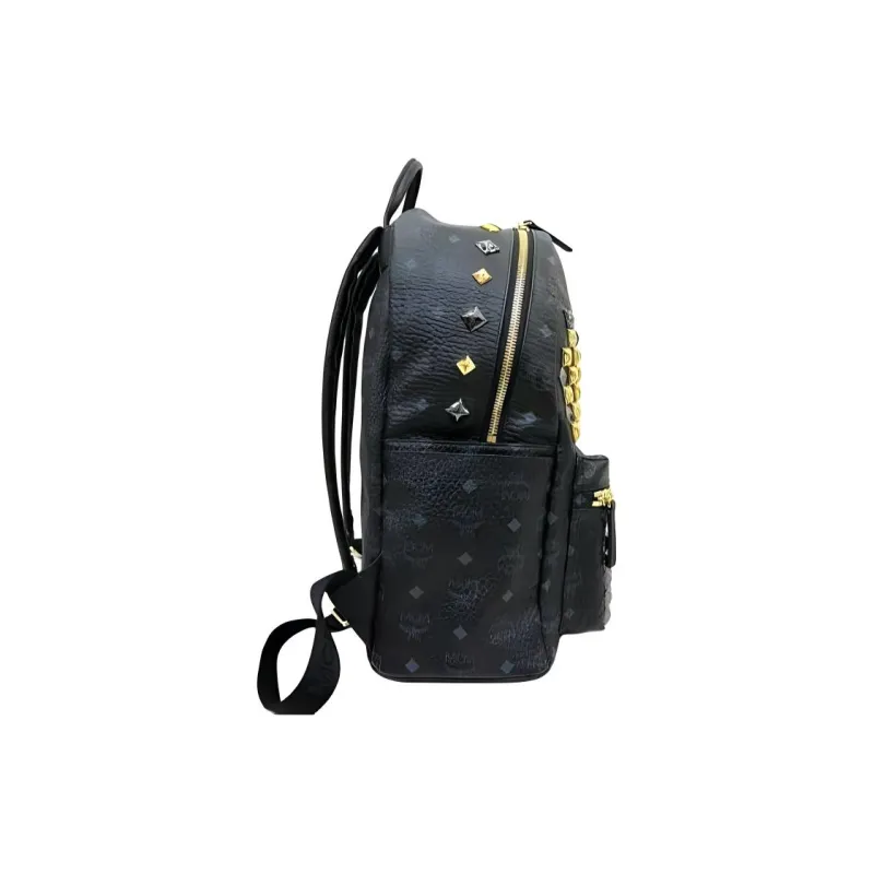 MCM Stark Visetos Canvas Backpack Women's Black-1