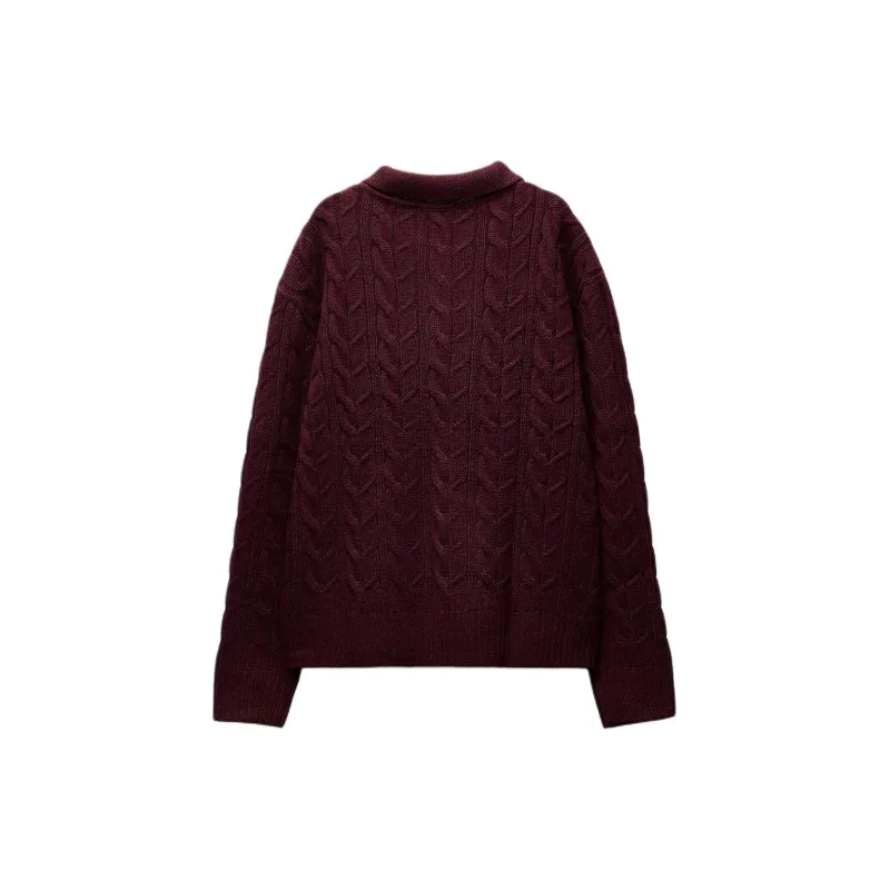 ZARA Sweater Women's Burgundy Red-1