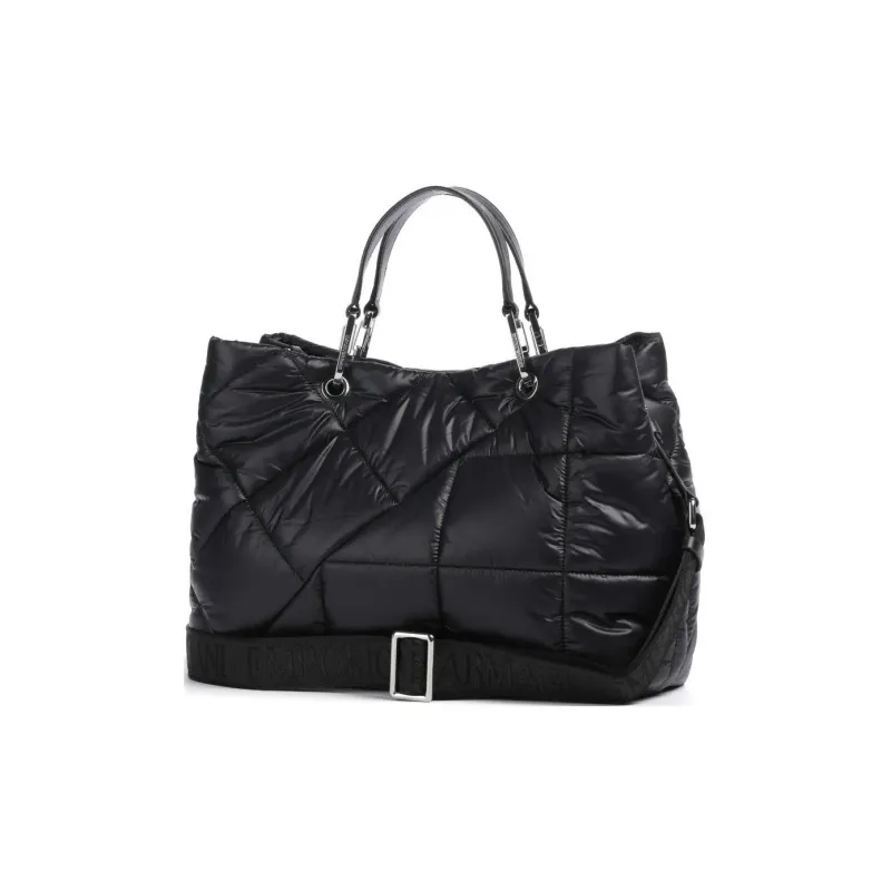 EMPORIO ARMANI MyEA Nylon Tote Bag, Shopping Bag, Handbag Medium Size Women's Black-3