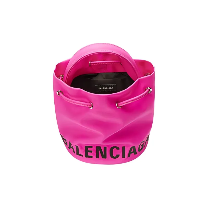 Balenciaga WHEEL Nylon Bucket Bags One Shoulder Handbags Women's Pink-2