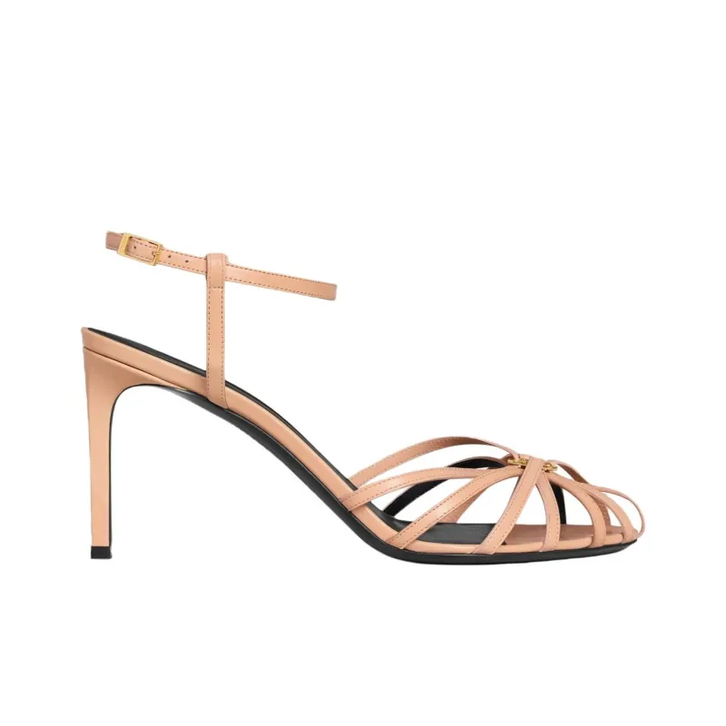 CELINE Triomphe Strap Sandals 8.5cm Women's Beige-1