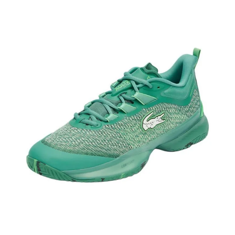 LACOSTE Abrasion Resistant Support Breathable Rebound Low Top Tennis Shoes Men's Green-1