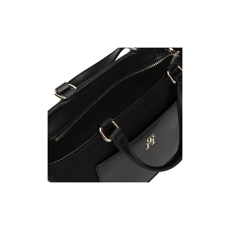 Tommy Hilfiger PU Polyurethane Tote Bag, Shopping Bag, Shoulder Bag, Crossbody Bag, Handbag Trumpets Women's Black-2