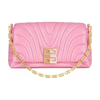 GIVENCHY 4G Quilted Cow Leather Handheld Shoulder Bag Crossbody Bag Small Size Women's Bright Pink
