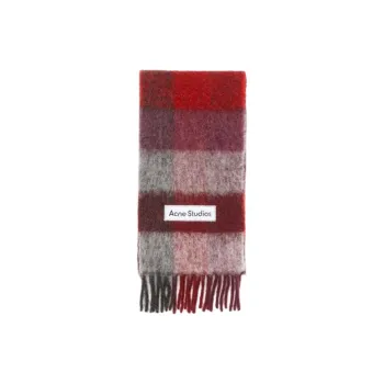 Acne Studios Wool, Alpaca, Nylon, Eco Friendly Mohair Knit Scarves Unisex Red