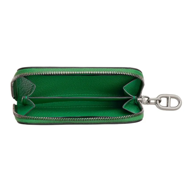 HERMES ZipengoChaine D'Ancre Evercolor Leather Card Holder Women's Comic Green-1