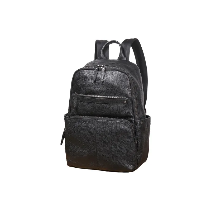 LARTIGENT Top Grain Cow Leather Large Capacity Computer Backpack Multifunction Backpack Regular Men's Black-1