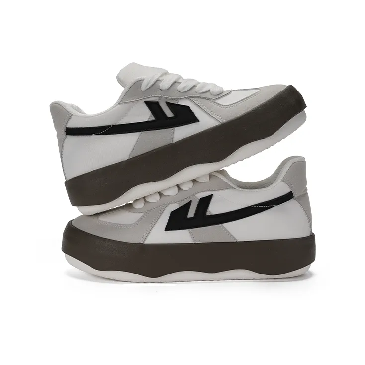 Warrior Cushioning Wear-Resistant Low-Top Casual Shoes Unisex White Gray Black-2