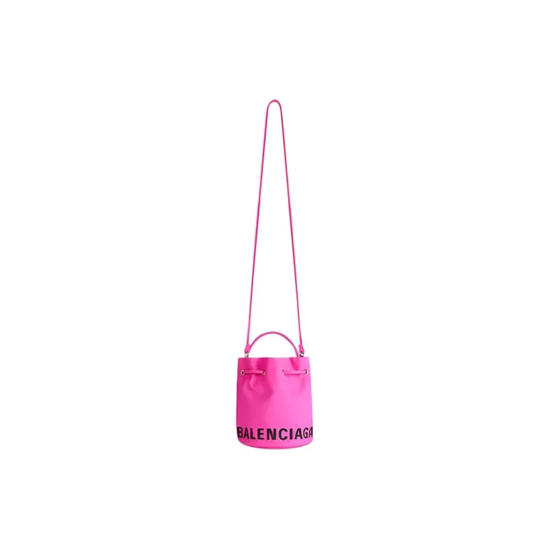 Balenciaga WHEEL Nylon Bucket Bags One Shoulder Handbags Women's Pink-3