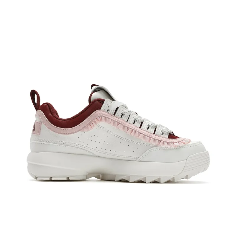 FILA Disruptor 2 Cushioning, Wear Resistant Low Top Casual Shoes Women's White Red-1