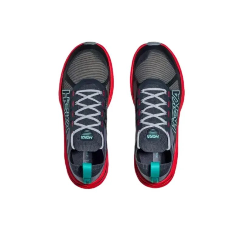 HOKA ONE ONE Zinal 2 Cushioning Low Top Running Shoes Men's Black Red-2