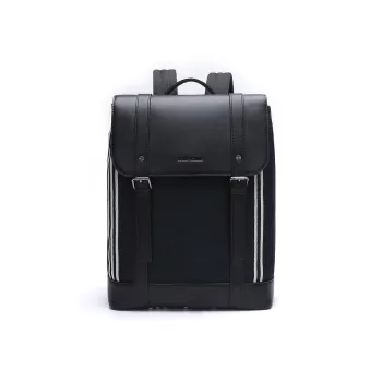 ELLE HOMME Synthetic Leather, Fabric Backpack Regular Men's Blue & Black