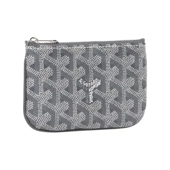 GOYARD Canvas With Calfskin Key Pouch Nano Unisex Gray
