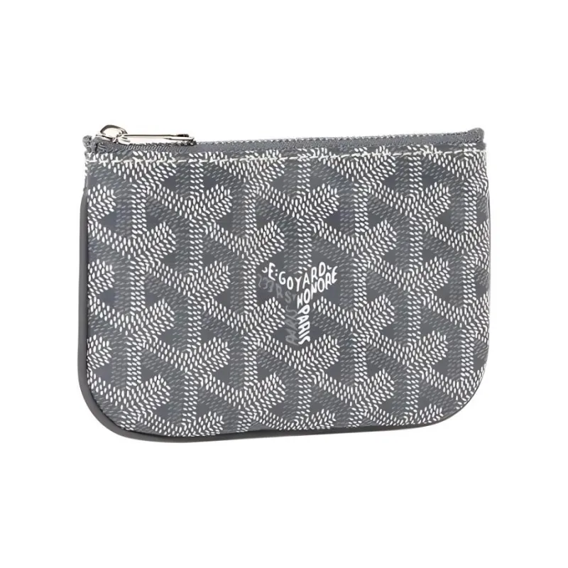GOYARD Canvas With Calfskin Key Pouch Nano Unisex Gray-0