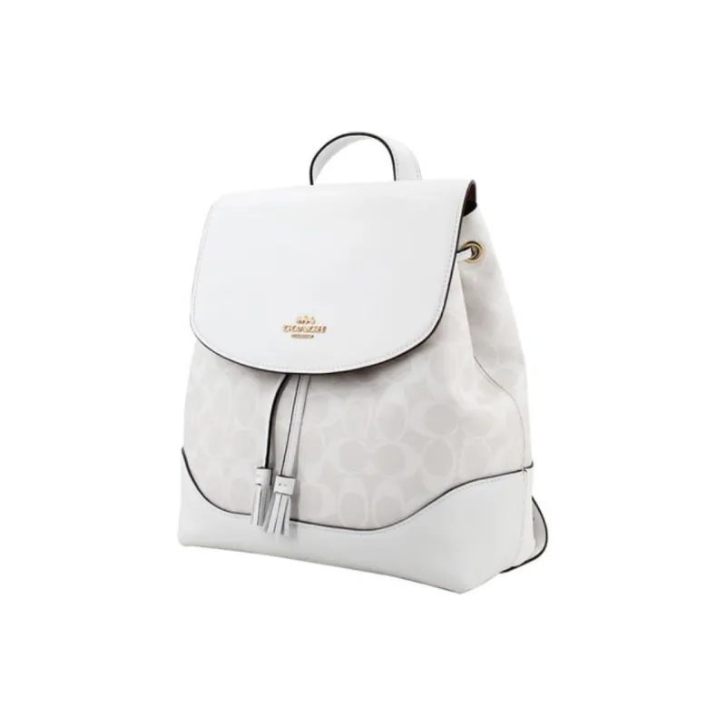 COACH Elle Artificial Leather Backpack Medium Size Women's White-1