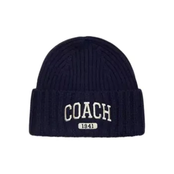 COACH Milu Wool Beanies Unisex Marine Blue