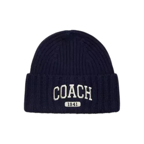 COACH Milu Wool Beanies Unisex Marine Blue