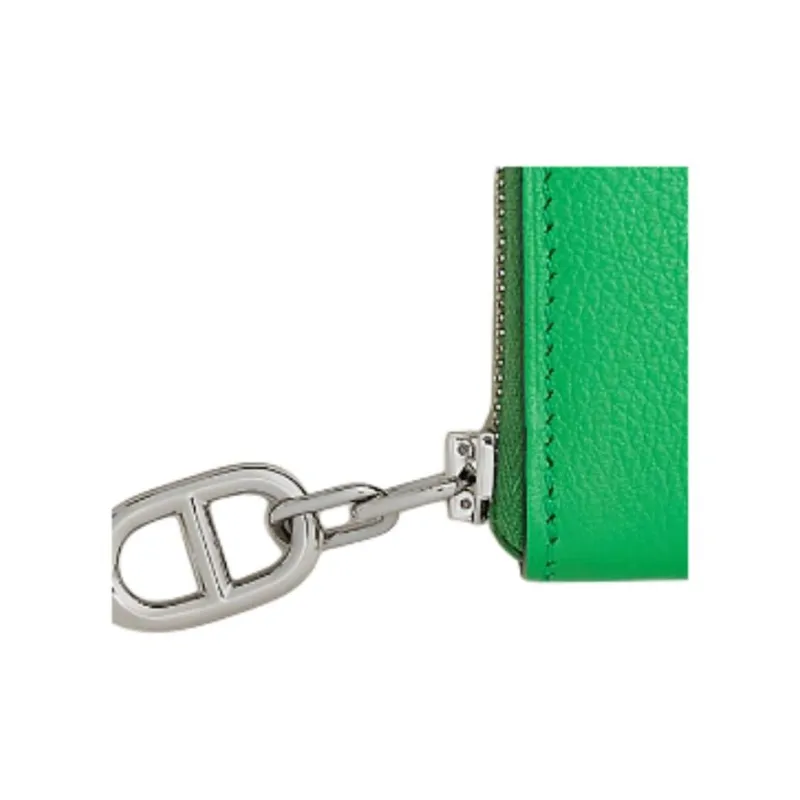 HERMES ZipengoChaine D'Ancre Evercolor Leather Card Holder Women's Comic Green-2