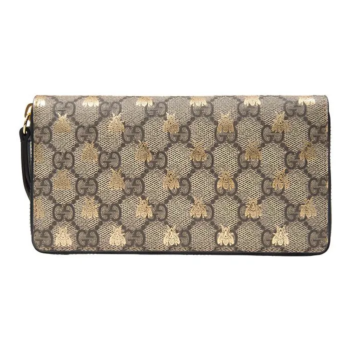 GUCCI Canvas With Leather Wallet Unisex Ebony/Black-1