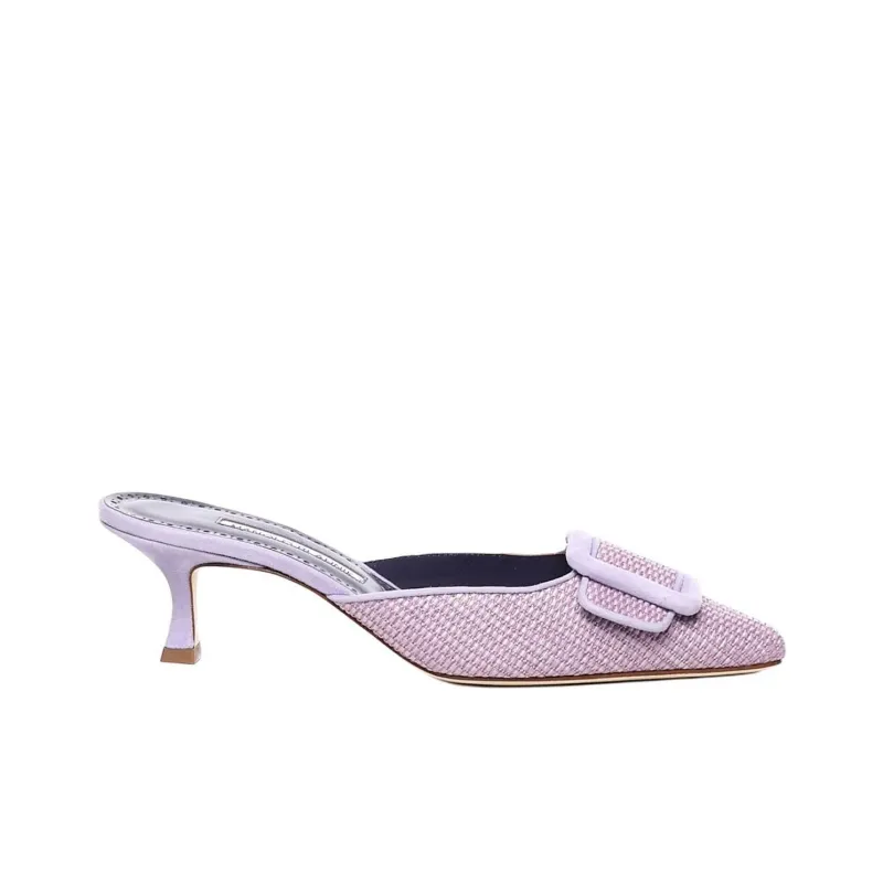 MANOLO BLAHNIK Maysalebi Closed Toe Slippers 5cm Women's Purple-1