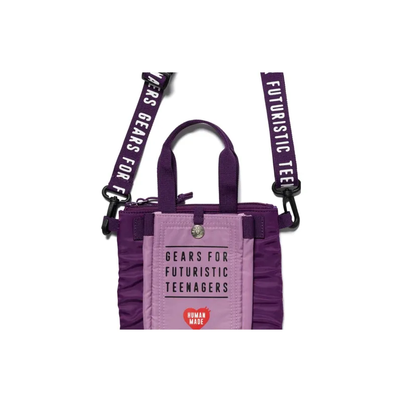 HUMAN MADE Nylon Tote Bag, Shopping Bag, One Shoulder Handbag, Crossbody Bag Regular Unisex Purple Patchwork-4
