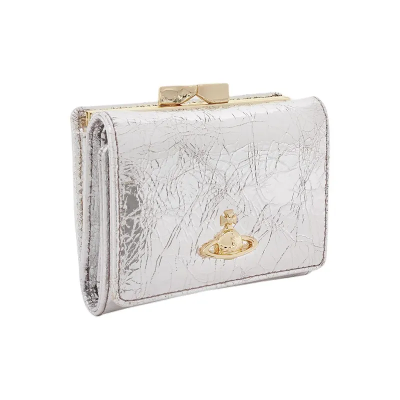 Vivienne Westwood Leather Wallet Trumpets Women's Silver-1