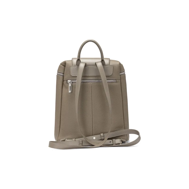 ROBERTA DI CAMERINO Top Grain Cow Leather Backpack Unisex Elegant Black/Elephant Gray-8