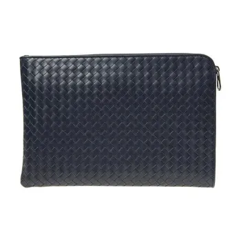 Bottega Veneta Cow Leather Clutch Men's Navy