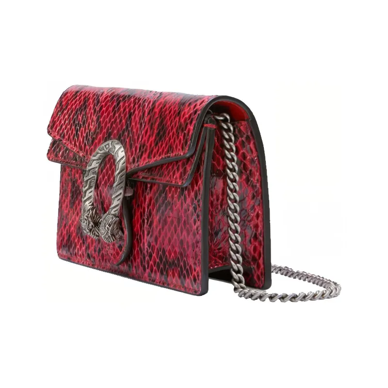 GUCCI Dionysus Python Skin Shoulder Bag Crossbody Bag Extra Mini Women's Lotus Red-2