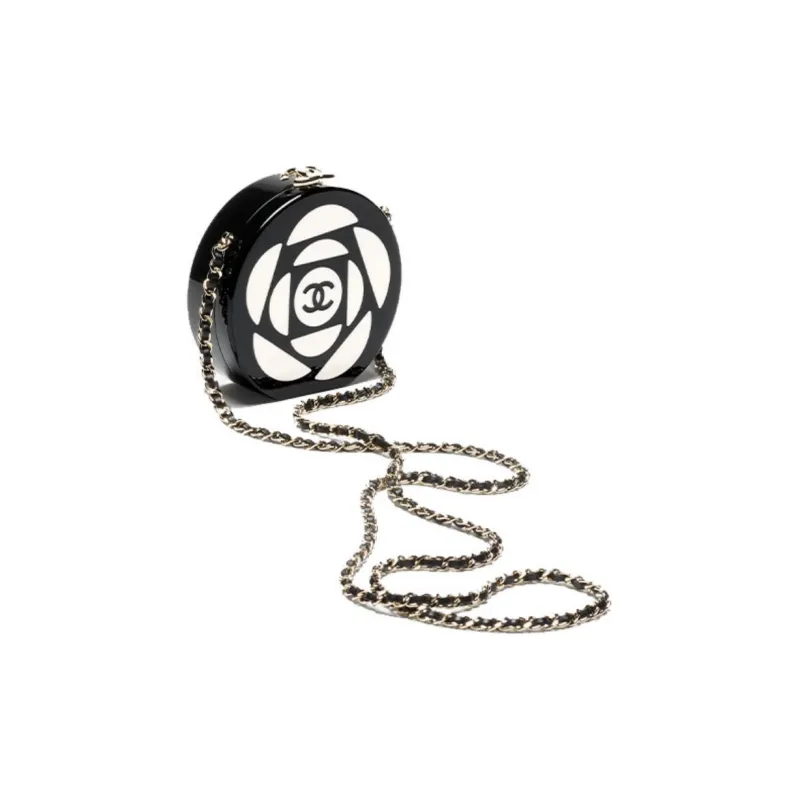 CHANEL Resin Glass Makeup Box, Crossbody Bag, Shoulder Bag Women's Black & White-1